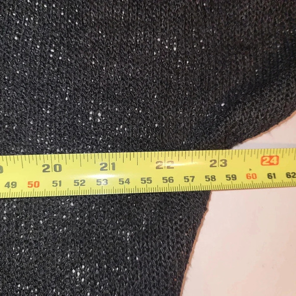 CLARA SUN WOO Semi Sheer Black Quarter Length Sleeve Raw Hem Tunic Sweater Top - Picture 4 of 6